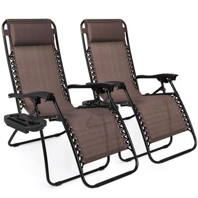 Brown Zero Gravity Metal Reclining Lawn Chair