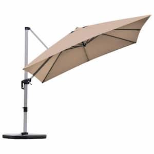10 ft. Aluminum Cantilever 360-Degree Tilt Square Patio Umbrella in Tan without Weight Base