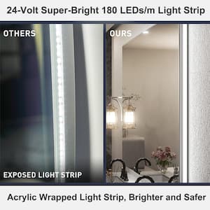 40 in. W x 24 in. H Rectangular Frameless Super Bright Back Lited LED AntiFog Tempered Glass Wall Bathroom Vanity Mirror