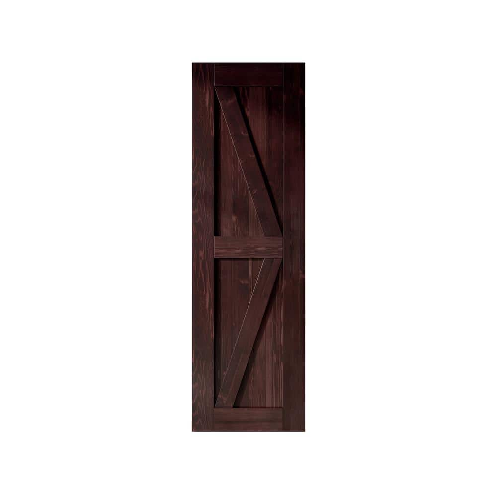 20 in. x 84 in. K-Frame Red Mahogany Solid Natural Pine Wood Panel Interior Sliding Barn Door Slab with Frame price history on PriceWatchPro
