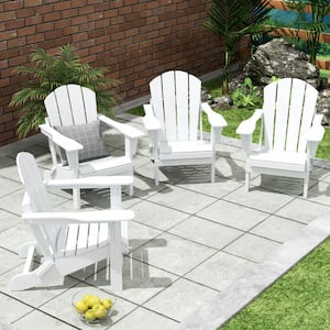 Laguna 4-Pack Fade Resistant Outdoor Patio HDPE Poly Plastic Classic Folding Adirondack Chairs in White