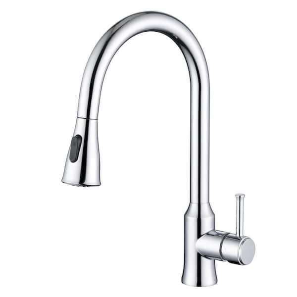 Chrome 15.75 in. Pull Down Sprayer Kitchen Faucet with 360° Spout Swivel