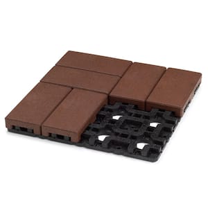 Pavers with Grid 16 in. x 16 in. x 1.75 in. Square Redwood Rubber Kit Pavers (1-Piece/1.78 sq. ft. )