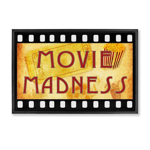 Stupell Industries Movie Madness Classic Sign by Graffi tee Studios Black Floater Frame Abstract Graphic Art Print 21 in. x 31 in.