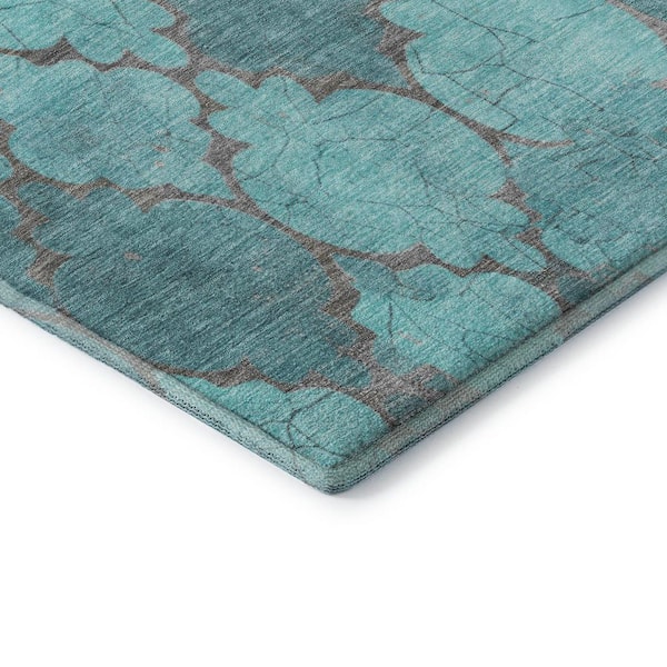 Mayfield Premium Machine Washable Abstract AMF1784 Teal 10 ft. x 14 ft. Area Rug