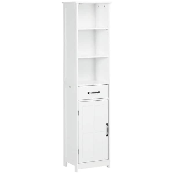 kleankin 15.75 in. W x 64.5 in. H x 11.75 in. D, Particle Board Rectangular Bathroom Cabinet, Linen Tower with Shelf in White
