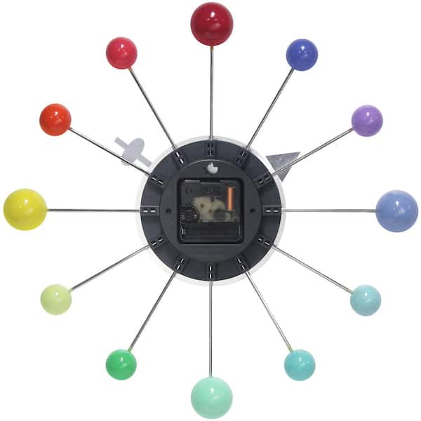 Infinity Instruments Orb Spoke Rainbow Aluminum Wall Clock, 15 in