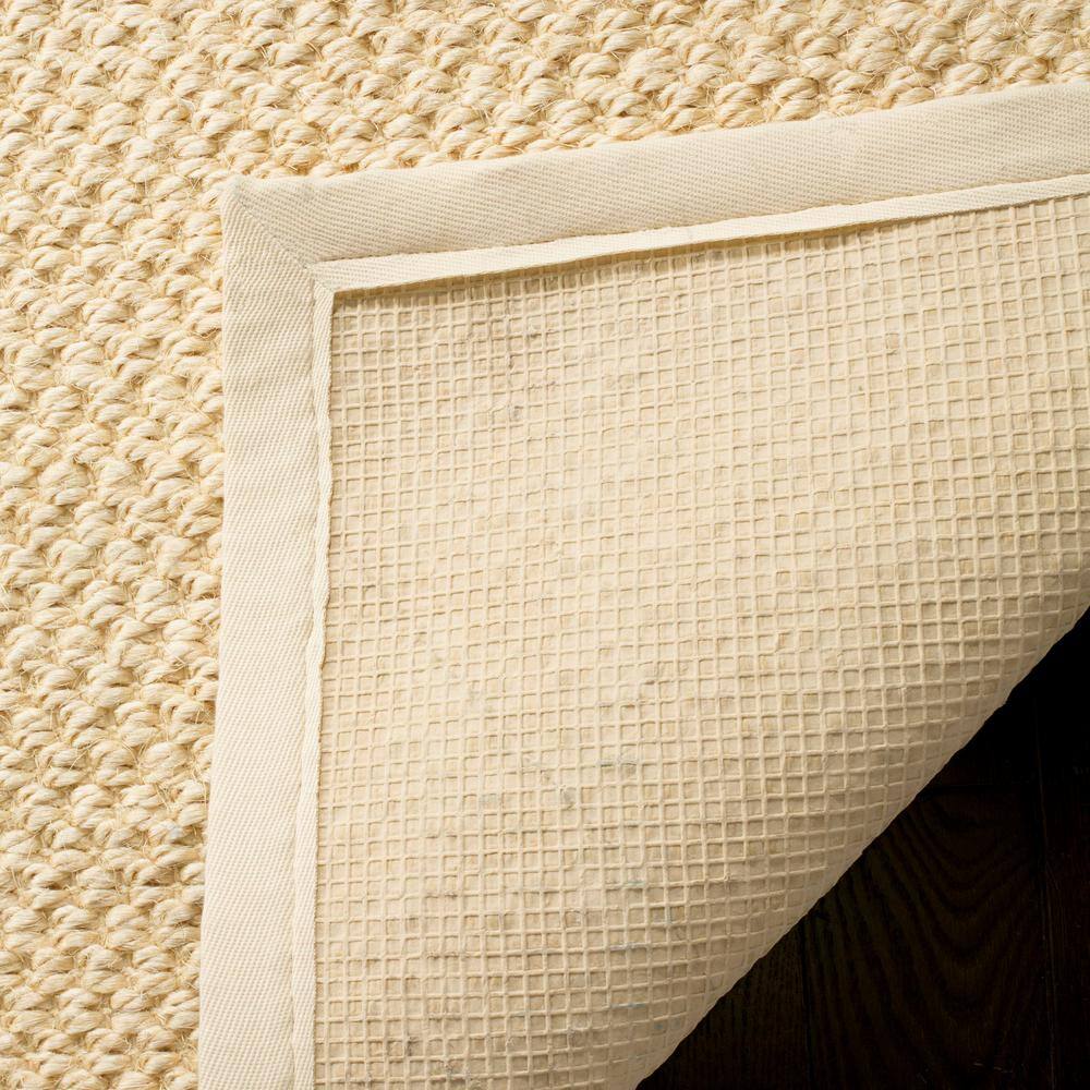 Cream Handwoven Sisal Runner Rug with Canvas Border, 2' x 8'