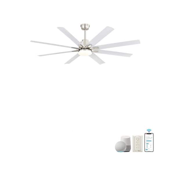 Unbranded 66 In. Indoor/Outdoor Smart Ceiling Fan with Lights and Wall & App Control 6 Speed Reversible Noiseless DC Motor