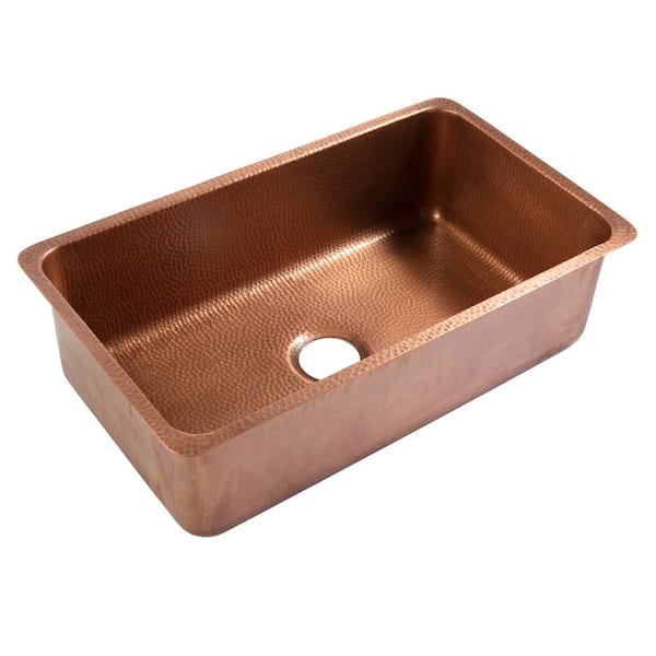 Rivera 31 in. Undermount Single Bowl 16 Gauge Antique Copper Kitchen Sink