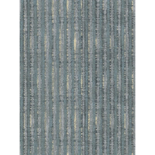 Brewster Annabeth Teal Distressed Stripe Wallpaper Sample