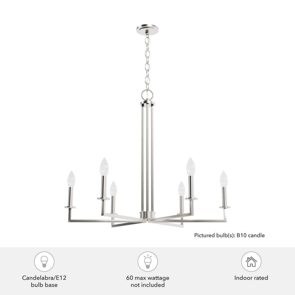 Brushed Nickel 30" Geometric Candle Chandelier