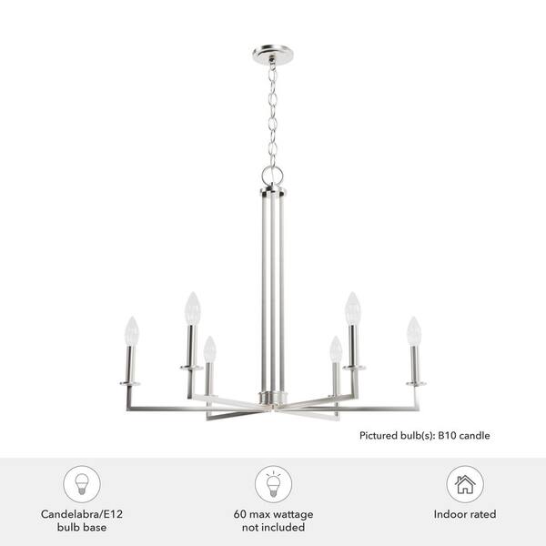 Hunter Bearden 6-Light Satin Black Transitional Led Bare Bulb Chandelier