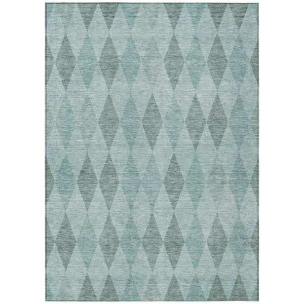 Teal 3 ft. x 5 ft. Woven Geometric Rectangle Indoor/Outdoor Area Rug