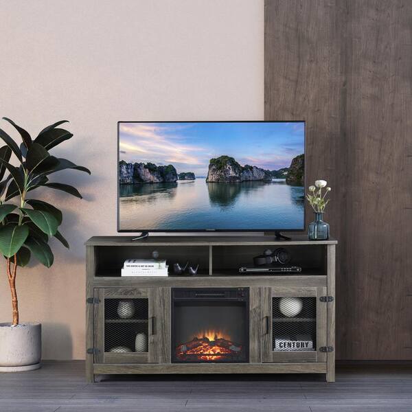 GOOD & GRACIOUS 58.25 in. TV Stand Cabinet Sideboard with Electric ...