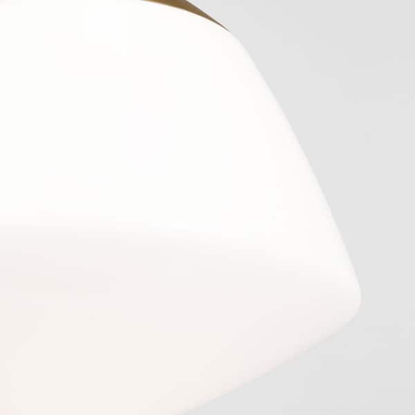 Generation Lighting - Milne Small 1-Light Burnished Brass Modern Pendant Light with White Milk Glass Shade