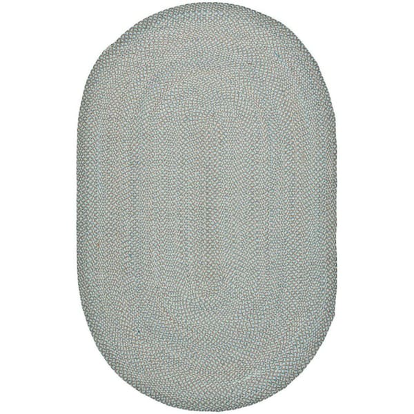 SAFAVIEH Braided Multi 5 ft. x 8 ft. Oval Solid Area Rug