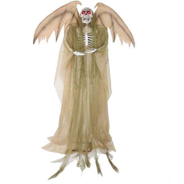 Haunted Hill Farm 5.5 ft. Animatronic Reaper with Wings, Lights and Sound, Indoor or Covered Outdoor Halloween Decoration