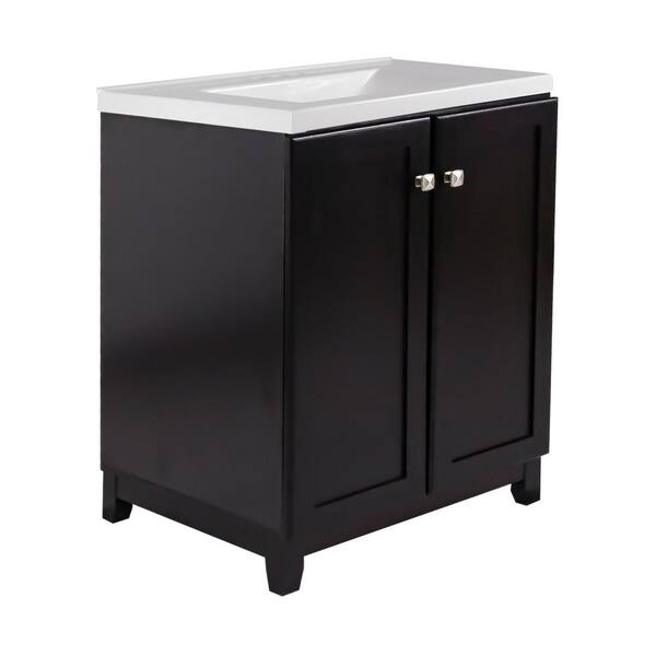 Design House 30 in. x 21 in. x 33 in. 2-Door Espresso Bath Vanity with 4 in. Centerset Solid White CM Contempo Vanity Top with Basin