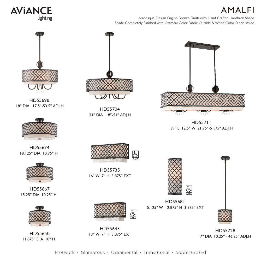 Arabesque English Bronze 9-Light Linear Chandelier with Fabric Shades