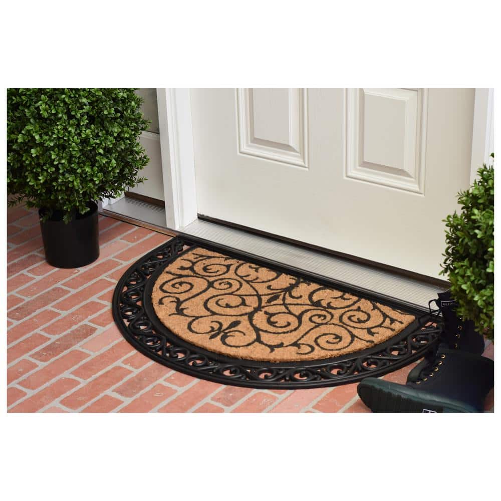 Elegant Coir and Rubber Half-Round Outdoor Doormat