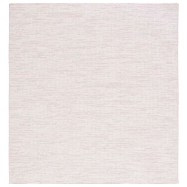 Hampton Pink 6 ft. x 6 ft. Abstract Distressed Indoor/Outdoor Square Area Rug