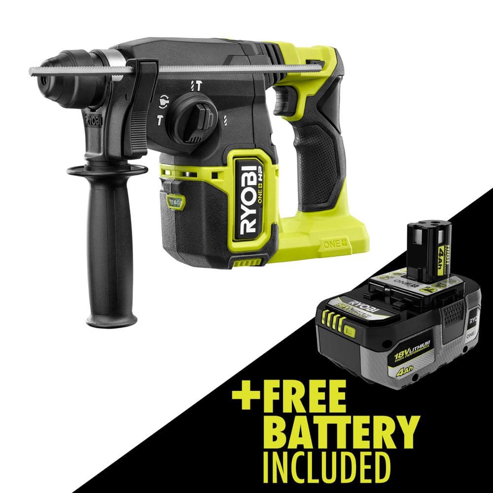 ONE+ HP 18V Brushless Cordless 1 in. SDS-Plus Rotary Hammer Drill with 4.0 Ah Lithium-Ion HIGH PERFORMANCE Battery -  RYOBI, P223-PBP004