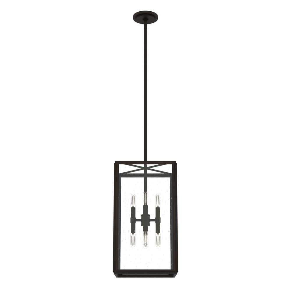 Hunter Felippe 8-Light Onyx Bengal Island Pendant Light with Clear Seeded Glass Shade Kitchen Light