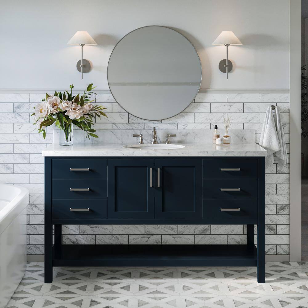 Magnolia 60" Midnight Blue Single Freestanding Vanity Cabinet