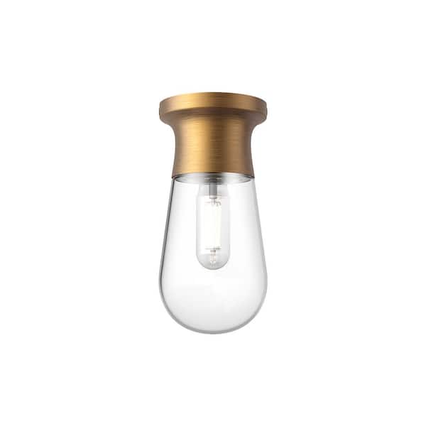 ALORA MOOD Marcel 5 in. 1 Light 60-Watt Aged Gold Semi-Flush Mount