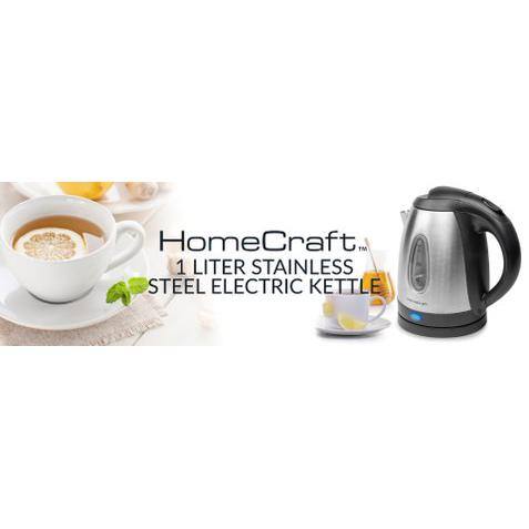 Homecraft 1L Brushed Stainless Steel Electric Water Kettle 