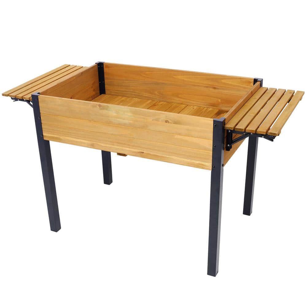36 in. x 24 in. x 9 in. Outdoor Wood Folding Storage Shelf Raised Garden Bed Metal Leg Elevated Planter Box price history on PriceWatchPro