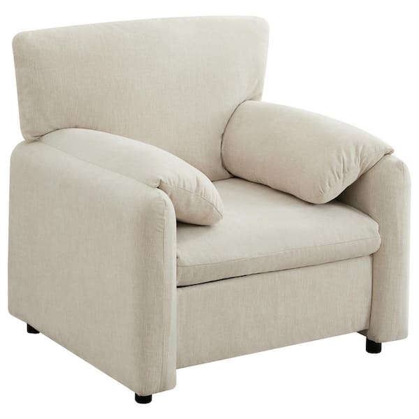 Unbranded 39 in. Wide Beige Chenille Oversized Arm Chair Modern Accent Chair Single Sofa Upholstered Lounge Chair Reading Chair