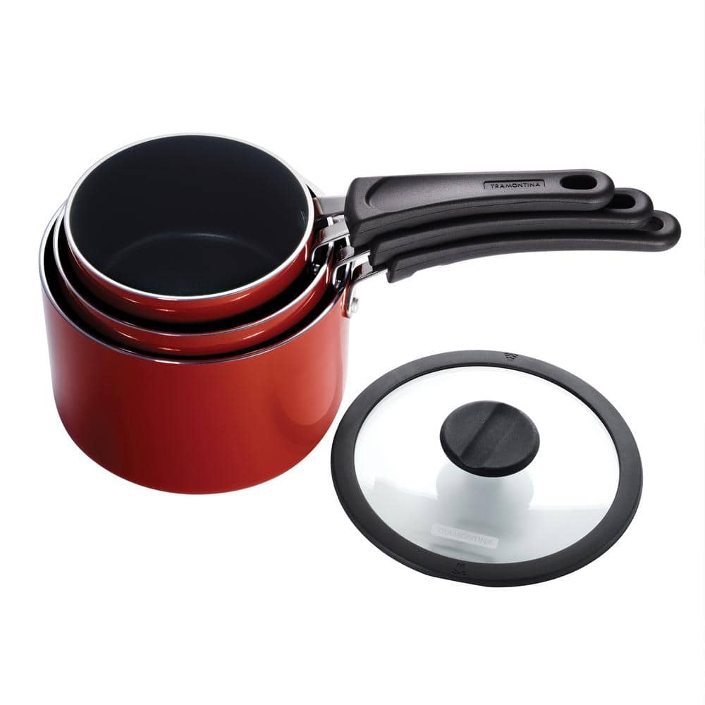 Tramontina 6-Piece Red Nesting Nonstick Sauce Pan Set 80156/065DS - The  Home Depot