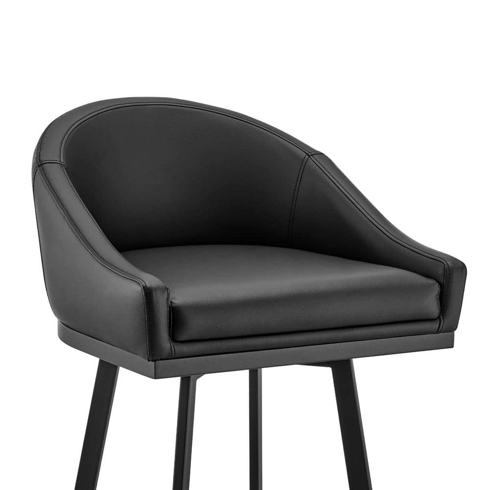 Noran Black Faux Leather Adjustable Swivel Counter Stool