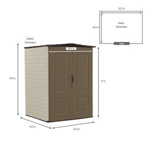 4 ft. 4 in. W x 6 ft. 5 in. H x 4 ft. 7 in. D Medium Vertical Resin Shed
