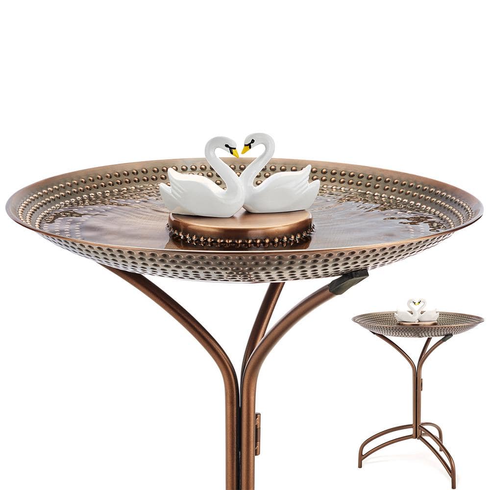 Bronze Copper 20" Metal Bird Bath with Stand