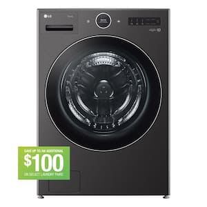 5.0 cu. ft. Stackable SMART Front Load Washer in Black Steel with TurboWash 360 and ezDispense