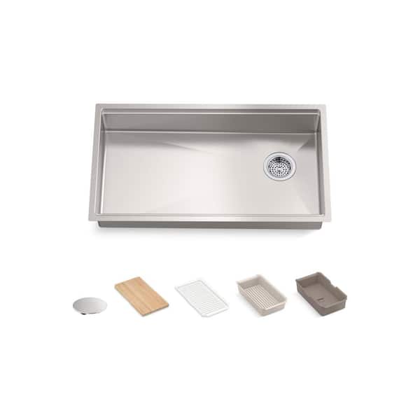 KOHLER Strive 32 in. Undermount Single Bowl Stainless Steel Workstation Kitchen Sink
