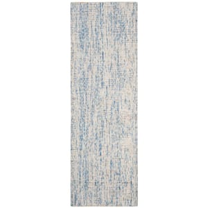 Abstract Dark Blue/Rust 2 ft. x 12 ft. Speckled Runner Rug