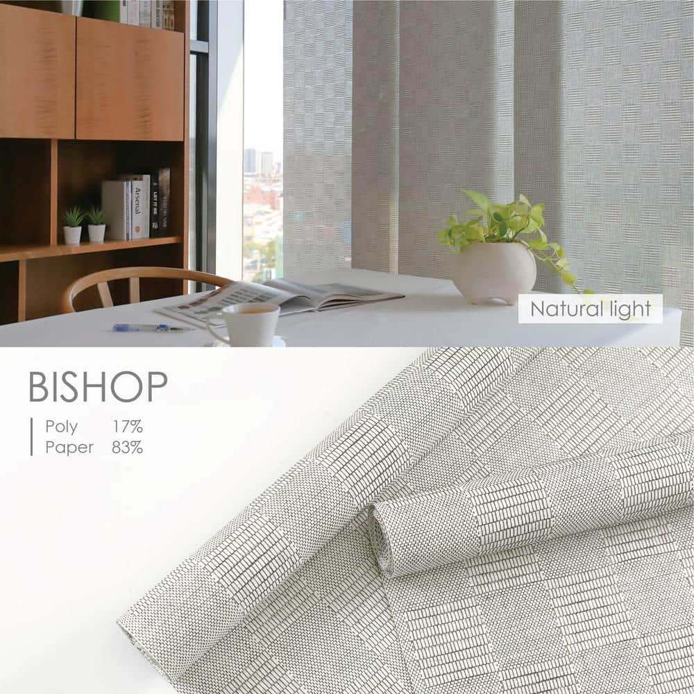 Bishop Adjustable Gray Fabric Sliding Panel Track Blinds