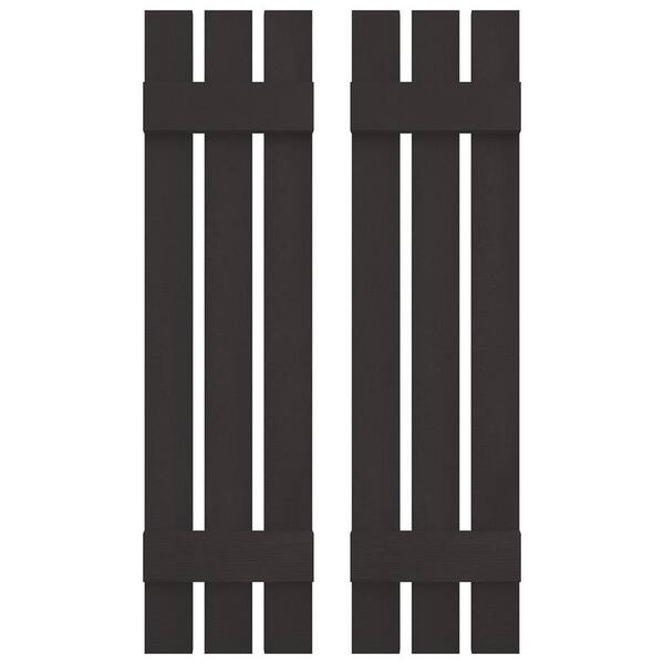 Builders Edge 12 in. W x 35 in. H Vinyl Exterior Spaced Board and Batten Shutters Pair in Musket Brown