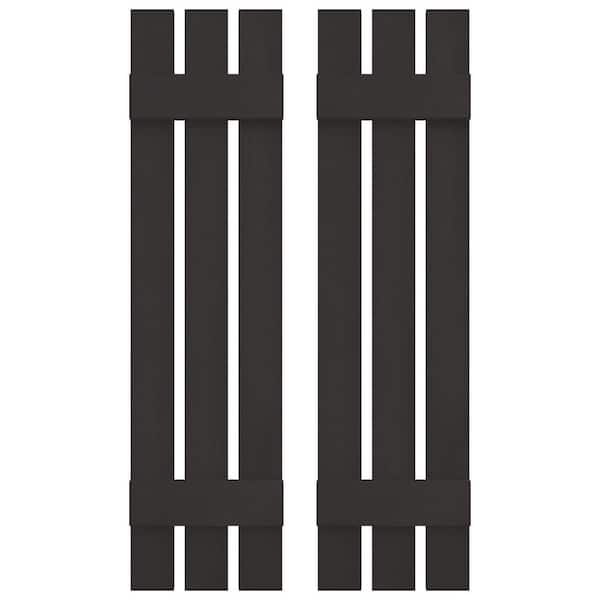 Builders Edge 12 in. W x 43 in. H Vinyl Exterior Spaced Board and Batten Shutters Pair in Musket Brown