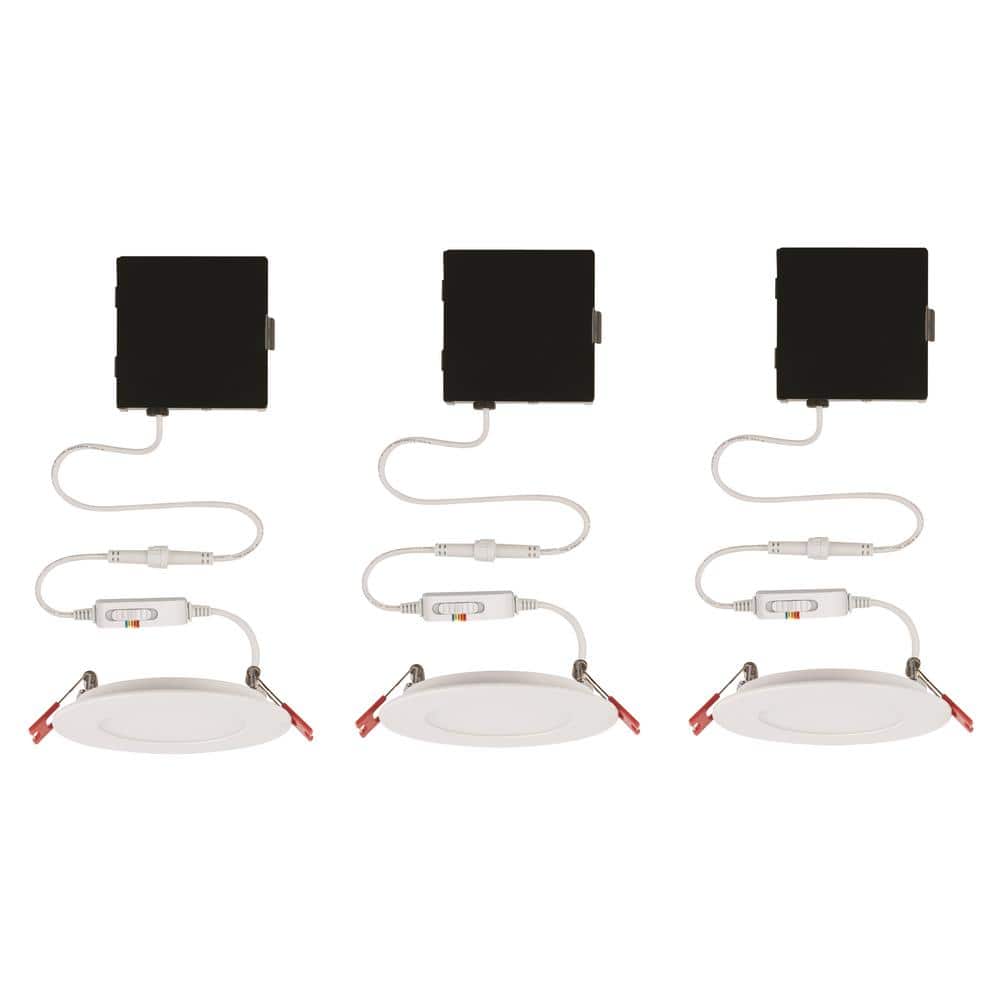 Ultra Slim Integrated LED 4 in Round Adj Color Temp Canless Recessed Light 
