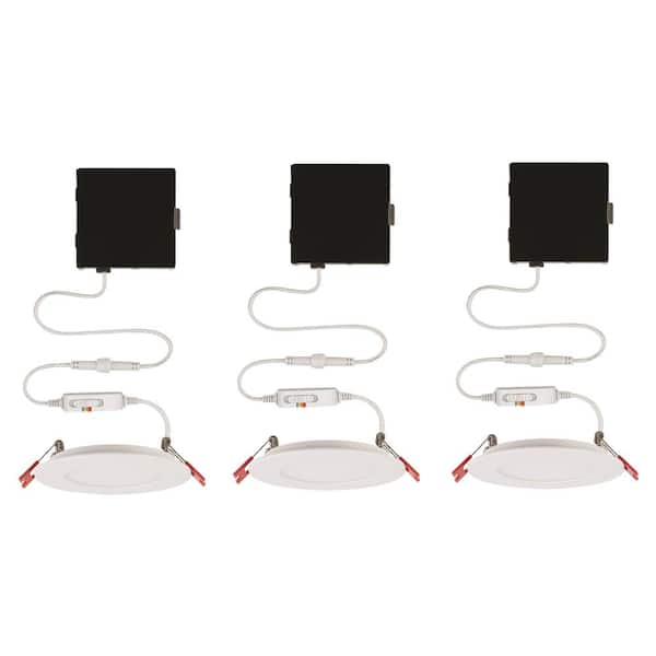Commercial Electric Ultra Slim Integrated LED 4 in Round Adj Color Temp Canless Recessed Light for Kitchen Bath Living rooms, White  3-Pack