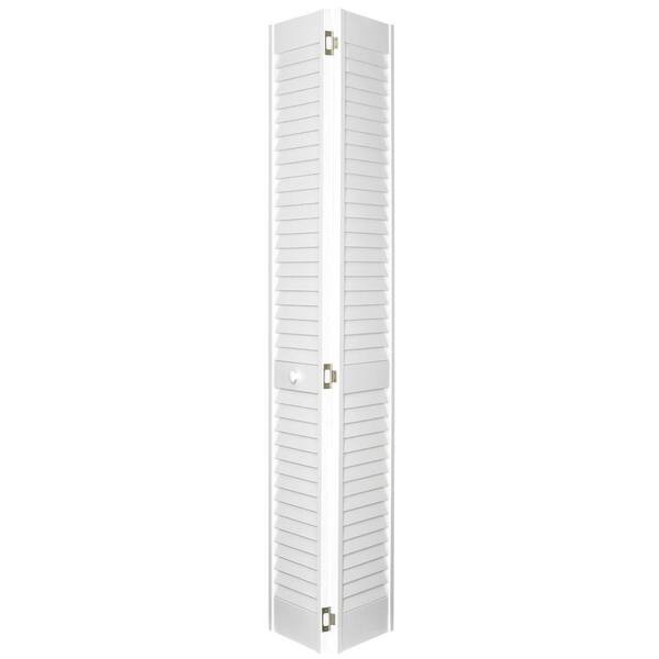 Home Fashion Technologies 2 in. Louver/Louver Behr Decorator White Solid Wood Interior Bifold Closet Door-DISCONTINUED