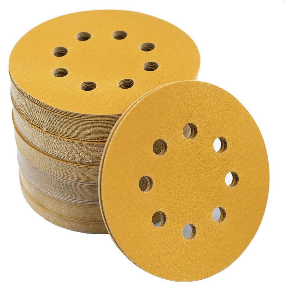 5-Inch 220-Grit Hook and Loop Sanding Discs with 8 Dust Holes for Random Orbit Sanders, 100-Pack Gold Sandpaper price history on PriceWatchPro