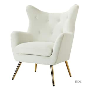 Jacob Golden Leg Ivory Tufted Wingback Chair