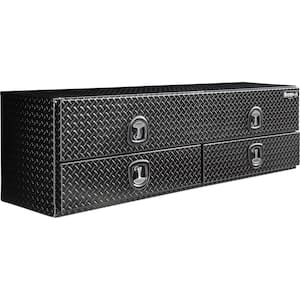 21 in. x 18 in. x 72 in. Gloss Black Diamond Tread Aluminum Heavy-Duty Flatbed Contractor with Lower Drawers