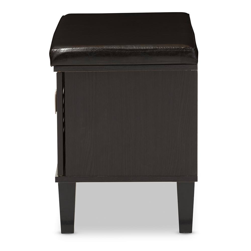 Espresso Modern Entryway Bench with Cushioned Seat and Shoe Storage